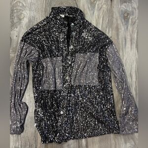 Black and grey sequince top